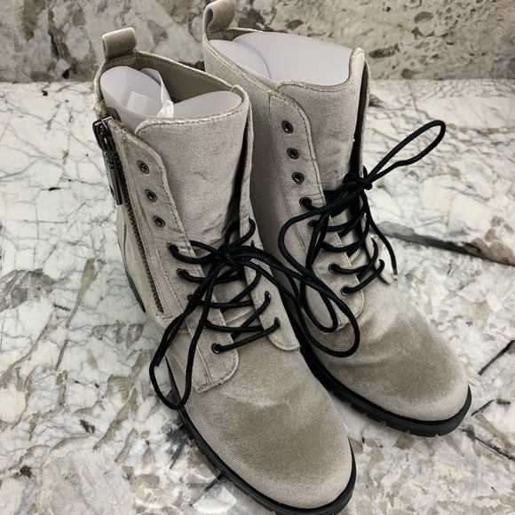 Dolce Vita silver velvet PATRIK combat boot sz 8 - Picture 1 of 9